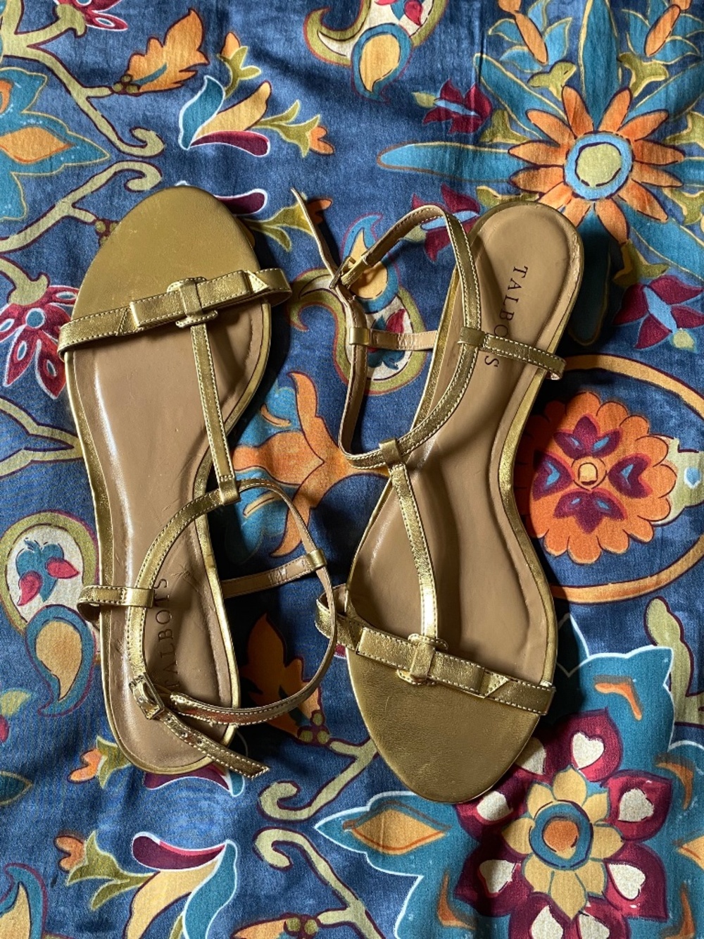 Talbots gold strappy sandals 9.5 womens